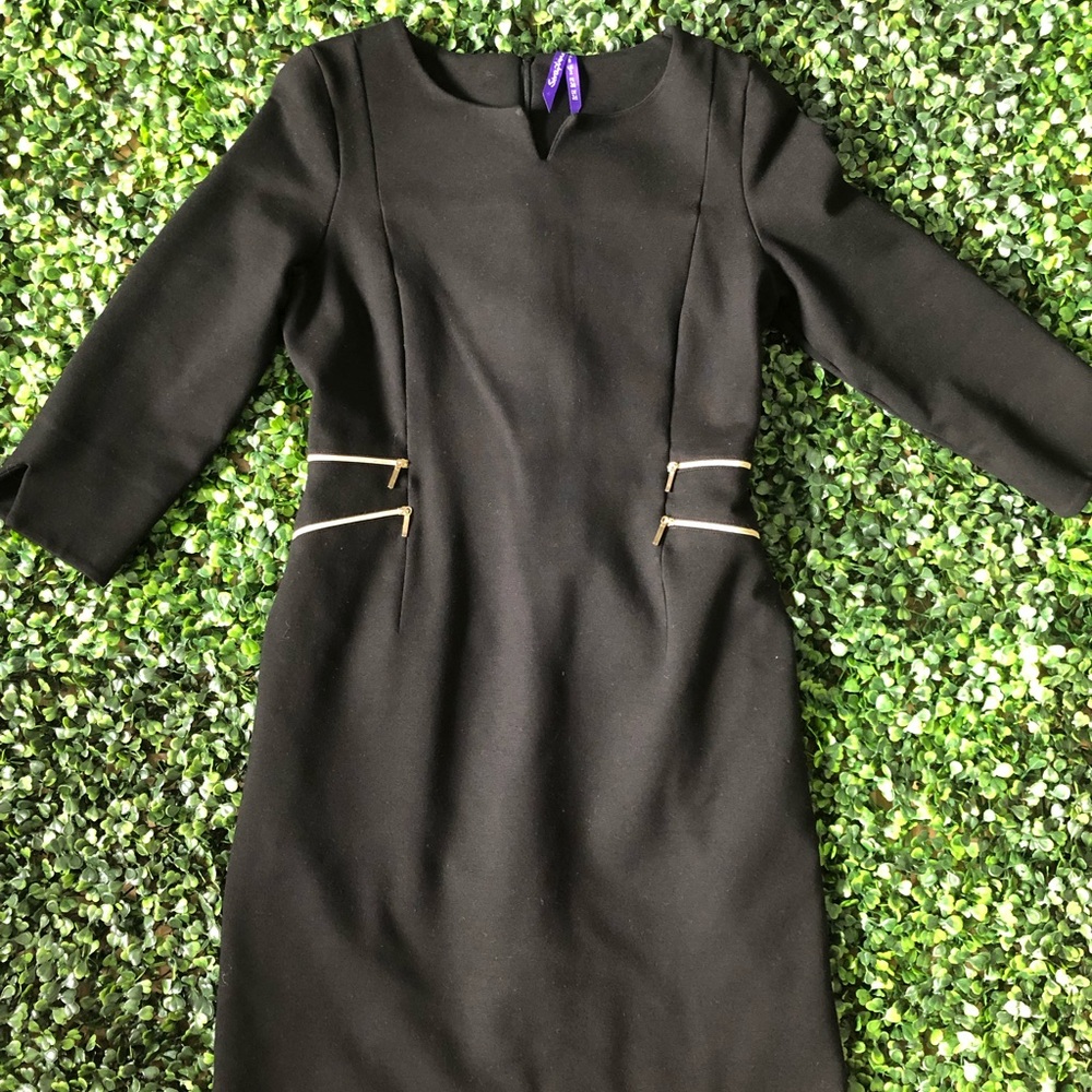 Black Zip Detail Maternity Dress